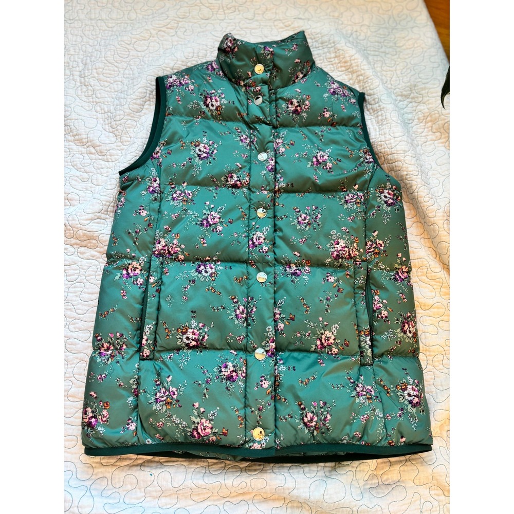 Vineyard Vines Teal Floral Quilted Puffer Vest